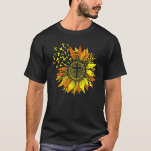 Zonnebloem Christelijk deklemblair, dwarshapp T-shirt