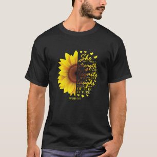 Zonnebloem Christelijke geschenken Vrouwen Spreuke T-shirt