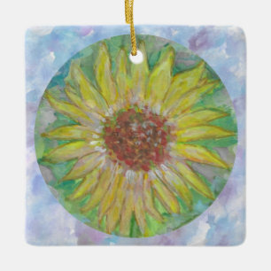 Zonnebloem-cirkel met lavender Art Ornament