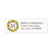Zonnebloem Cirkel Monogram Retouradres Label (Voorkant)