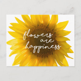 Zonnebloem citaat "bloemen zijn geluk" briefkaart