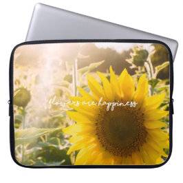 Zonnebloem citaat "bloemen zijn geluk" laptop sleeve