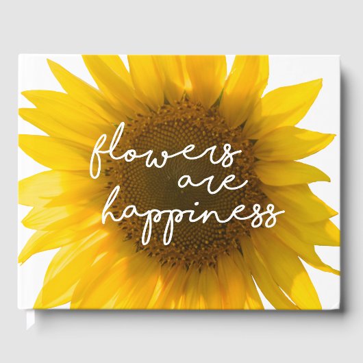 Zonnebloem citeert "bloemen zijn geluk" gastenboek (Voorkant)