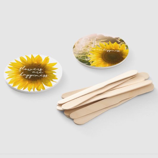 Zonnebloem citeert "bloemen zijn geluk" handwaaier (Niet-gemonteerd)