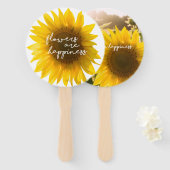 Zonnebloem citeert "bloemen zijn geluk" handwaaier (Voorkant en achterkant)