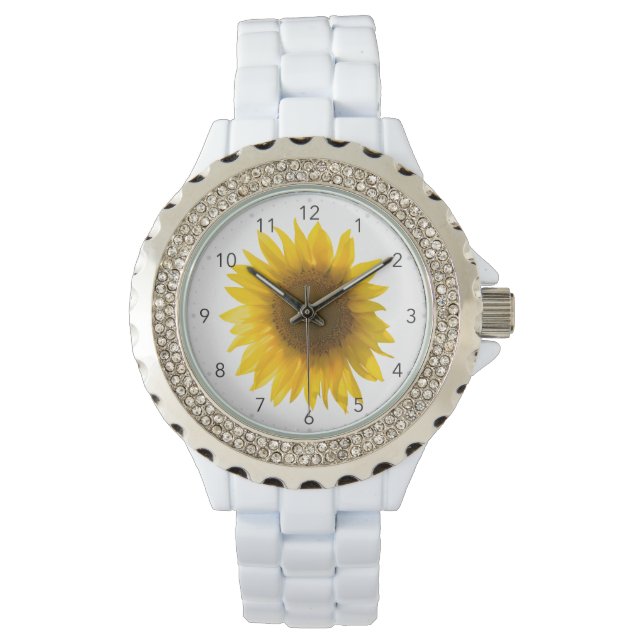 Zonnebloem citeert "bloemen zijn geluk" horloge (Voorkant)