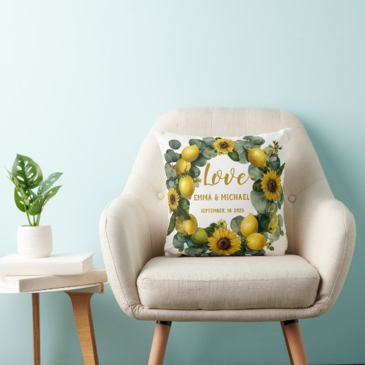 Zonnebloem Citroen Krans Liefde Design Kussen (Stoel)