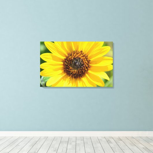 Zonnebloem Close Up canvas print (Insitu (Houten vloer))