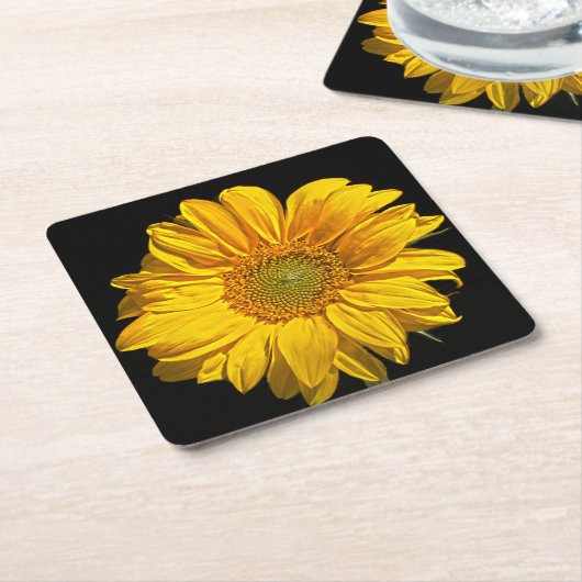 Zonnebloem coastercan kartonnen onderzetters (Schuin)