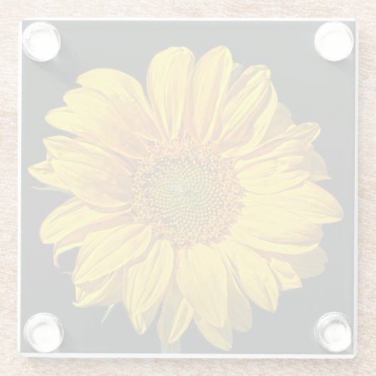 Zonnebloem coastercnm glazen onderzetter (Achterkant)