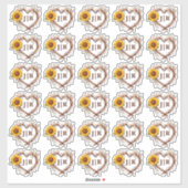 Zonnebloem Country Monogram Rustieke Trouwstickers Sticker (Vel)