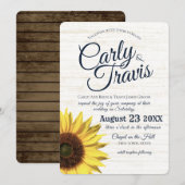 Zonnebloem Country Rustic Wedding Kaart (Voorkant / Achterkant)