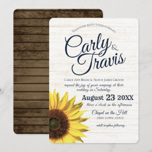 Zonnebloem Country Rustic Wedding Kaart