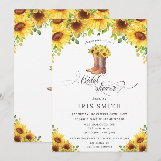 Zonnebloem Cowboy Boots Country Vrijgezellenfeest Kaart (Voorkant / Achterkant)