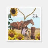Zonnebloem cowboy paard papier servetten (Voorkant)