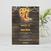 Zonnebloem Cowgirl Laarzen Schuur Hout Western Swe Kaart (Staand voorkant)