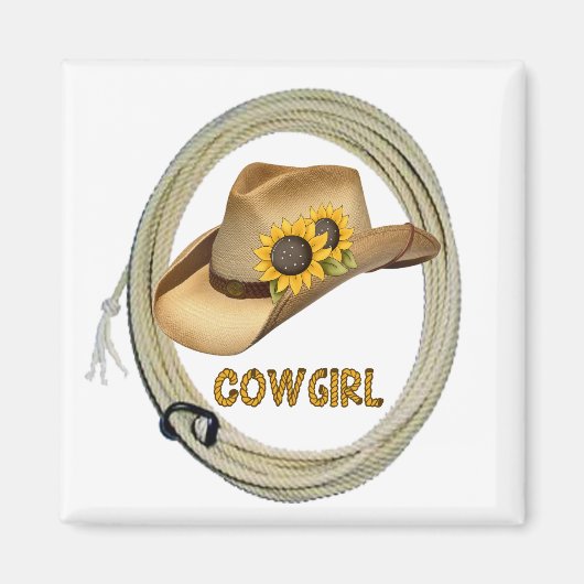 Zonnebloem Cowgirl Magneet (Voorkant)