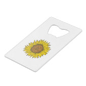 zonnebloem creditkaart flessenopener (Voorkant Gekanteld)