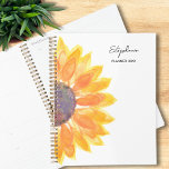 Zonnebloem Custom Name 2025 Planner<br><div class="desc">Deze bloemplanner is versierd met een gele waterverf zonnebloem. Gemakkelijk aan te passen met jouw naam en jaar. Originele Waterverf © Michele Davies.</div>