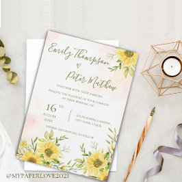 Zonnebloem Cute Yellow Elegant Bright Wedding Kaart
