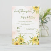Zonnebloem Cute Yellow Elegant Bright Wedding Kaart (Staand voorkant)