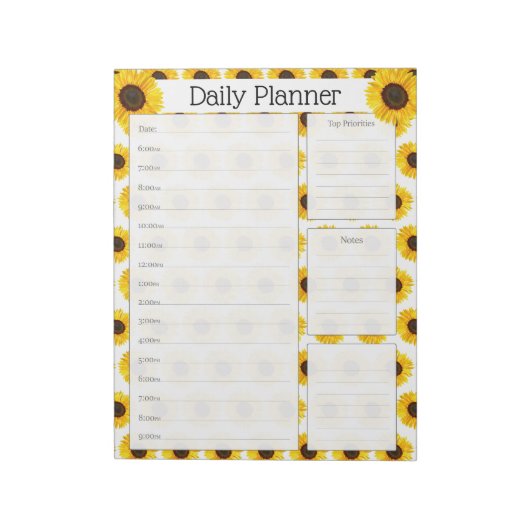 Zonnebloem Daily Planner Notitieblok (Linkerzijde)
