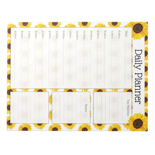 Zonnebloem Daily Planner Notitieblok (Voorkant)