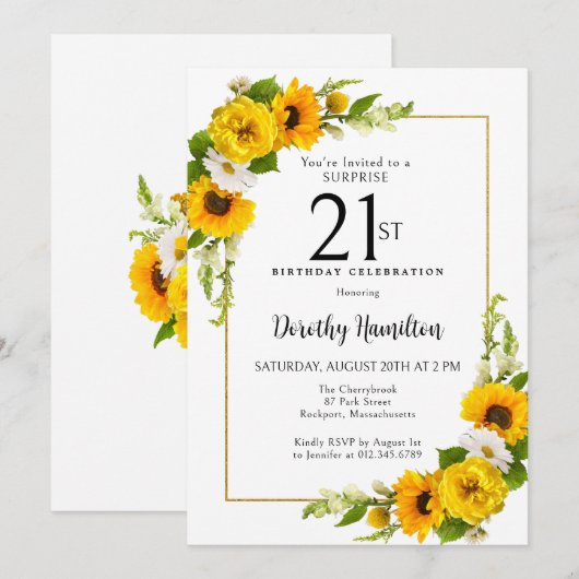 Zonnebloem Daisy 21e Verjaardag Verrassingsfeest Kaart (Voorkant / Achterkant)