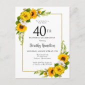 Zonnebloem Daisy 40e verjaardag Party uitnodiging (Voorkant)
