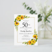 Zonnebloem Daisy 50ste verjaardag Party uitnodigin Briefkaart (Staand voorkant)
