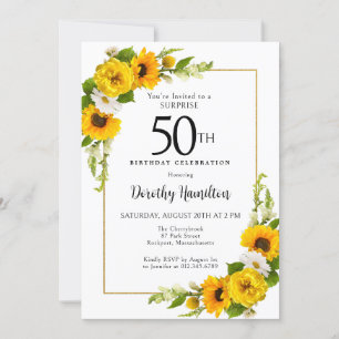 Zonnebloem Daisy 50ste Verjaardag Verrassingsfeest Kaart