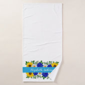 Zonnebloem Daisy Blue Floral Badhanddoek (Badhanddoek)