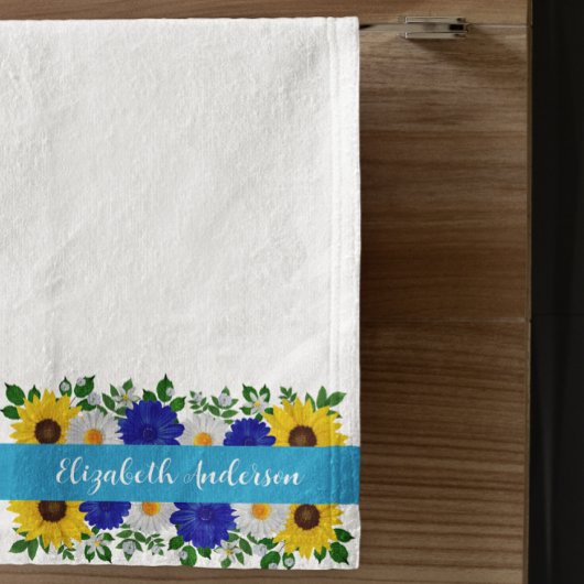 Zonnebloem Daisy Blue Floral Handdoek