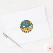 Zonnebloem Daisy Save De Datum Bruiloft Aankondigi Ronde Sticker (Envelop)