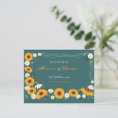 Zonnebloem Daisy Save the Date Wedding Aankondigin Aankondigingskaart (Staand voorkant)