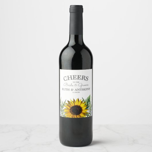 Zonnebloem|Daisy Weddenschap Wine Label Wijn Etiket (Voorkant)