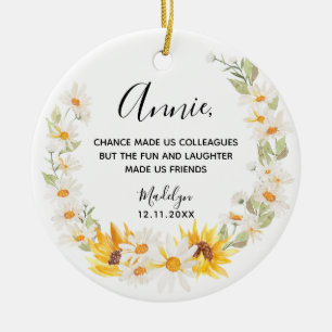 Zonnebloem & Daisy Wreate collega's Kerstmis Keramisch Ornament