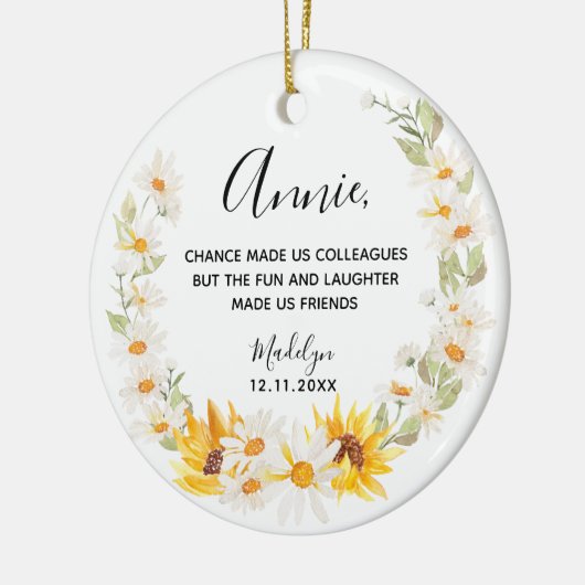 Zonnebloem & Daisy Wreate collega's Kerstmis Keramisch Ornament (Links)