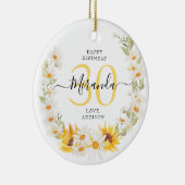 Zonnebloem & Daisy Wreath Floral 30 Jubileum Keramisch Ornament (Rechts)