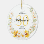 Zonnebloem & Daisy Wreath Floral 30 Jubileum Keramisch Ornament (Links)