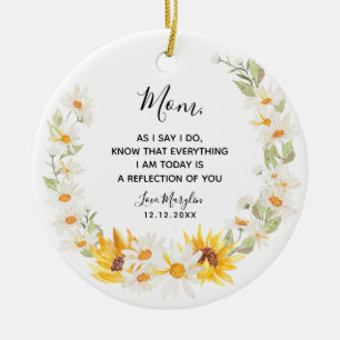 Zonnebloem & Daisy Wreath Moeder van de Bride Keramisch Ornament