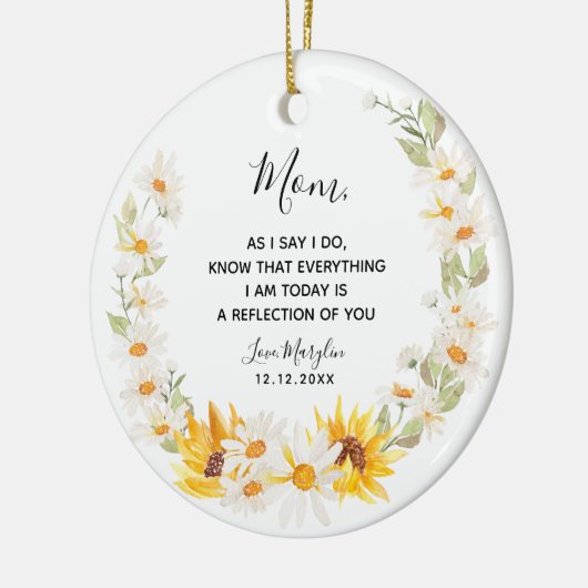 Zonnebloem & Daisy Wreath Moeder van de Bride Keramisch Ornament (Links)