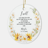 Zonnebloem & Daisy Wreath Moeder van de Groom Keramisch Ornament (Links)