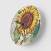 Zonnebloem Damasbehangselpapier Collage Ronde Klok (Hoek)