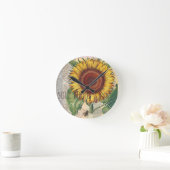 Zonnebloem Damasbehangselpapier Collage Ronde Klok (Huis)