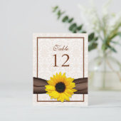 Zonnebloem Damask Bloementafel Nummer Kaart (Staand voorkant)
