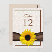 Zonnebloem Damask Bloementafel Nummer Kaart (Voorkant / Achterkant)