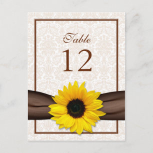 Zonnebloem Damask Bloementafel Nummer Kaart