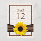 Zonnebloem Damask Bloementafel Nummer Kaart (Voorkant)