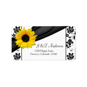 Zonnebloem Damask Bruiloft Retouradres Label
